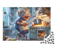 Grandma 1000 Pieces Kitchen Chaos Recycled Cardboard Jigsaw Puzzle for Puzzle Enthusiasts Family Game Night Collectible Item Missing Piece Guarantee 70x50cm/1000pcs