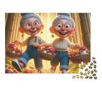 Grandma 1000pc Mushroom Hunt Thick Cardboard Puzzle for Stress Relief Seekers Christmas Gathering Home Decor Senior Citizens Senior Centre Activity 70x50cm/1000pcs