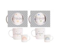 Grandma and Grandad Mugs Set of 2 - Matching Ceramic Tea Coffee Cups for Grandparents, Novelty Mug Gift Set for Grandma Grandad, Baby Announcement Pregnancy Reveal Present, Grandparent Mug Pair