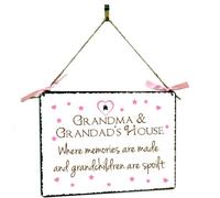 Grandma and Grandad's House Hanging Vintage Style Metal Wall Plaque Gift Sign