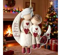Grandma And Grandchild Moon Love - Personalized Christmas Decorations,I love You To The Moon And Back Acrylic Ornament,Grandma and Grandkid Sitting on M-oon Ornaments Xmas Holiday Keepsake Gifts