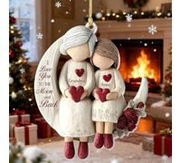 Grandma And Grandchild Moon Love - Personalized Christmas Decorations,I love You To The Moon And Back Acrylic Ornament,Grandma and Grandkid Sitting on M-oon Ornaments Xmas Holiday Keepsake Gifts