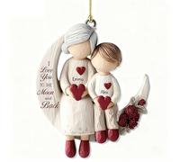 Grandma And Grandchild Moon Loves, Personalized 2D Acrylic Pendant Ornaments, I love You To The Moon And Back, 2025 Xmas Tree Pendant Decorations Holiday Keepsake Gifts for Grandma