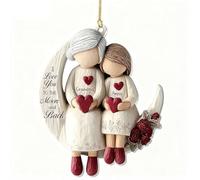 Grandma And Grandchild Moon Loves, Personalized 2D Acrylic Pendant Ornaments, I love You To The Moon And Back, 2025 Xmas Tree Pendant Decorations Holiday Keepsake Gifts for Grandma