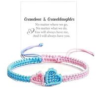 Grandma and Granddaughter Heart Braided Bracelet, Hand Woven Two-color Love Granddaughter Bracelet, To My granddaughter Adjustable bracelet (blue)