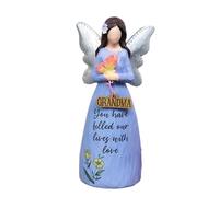 Grandma Angel Figurine 18cm Blue Resin Standing Lady Ornament Nan