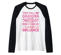 Grandma Bad Influence Mother's Day Vintage Christmas Xmas Raglan Baseball Tee