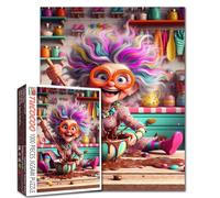 Grandma Baking Puzzles for Adults 1000 Pieces Colorful Kitchen Chaos Jigsaw Puzzles for Game Nights Rainbow Hair Jigsaw Puzzle for Challenging Family Activity Game DIY Craft Puzzle Home Decor Gifts