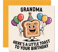 Grandma Birthday Card - A Little Toast To You - Happy Birthday Card for Grandma from Grandson Granddaughter, 145mm A Little Toast To You Bday Greeting Cards
