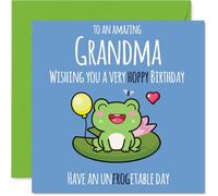 Grandma Birthday Card - Cute Frog - Happy Birthday Card for Grandma from Grandson Granddaughter, 145mm Mothers Day Greeting Cards