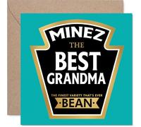 Grandma Birthday Card - Ever Bean - Happy Birthday Card for Grandma from Grandson Granddaughter, 145mm Product Label Style Bday Greeting Cards