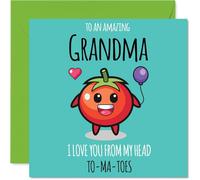Grandma Birthday Card - From My Head TO-MA-TOES - Happy Birthday Card for Grandma from Grandson Granddaughter, 145mm cute tomato Bday Greeting Cards