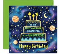 Grandma Birthday Card - Most Awesome in the Universe - Happy Birthday Card for Grandma from Grandson Granddaughter, 145mm Most Awesome in the Universe Bday Greeting Cards