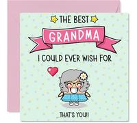 Grandma Birthday Card - The Best I Could Ever Wish For - Happy Birthday Card for Grandma from Grandson Granddaughter, 145mm Cute Bday Greeting Cards