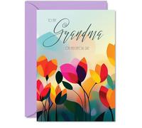 Grandma Birthday Card - Vibrant Summer Flowers - Vivid Happy Birthday Card for Grandma from Granddaughter Grandson, A5 Female Floral Bday Golden Greeting Cards