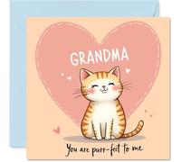 Grandma Birthday Card - You are Purr-fect - Happy Birthday Cards for Grandma from Grandson Granddaughter, 145mm Cat Bday Mothers Day Greeting Cards