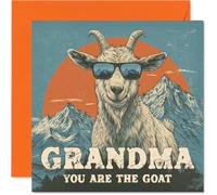 Grandma Birthday Card - You Are The Goat - Happy Birthday Card for Grandma from Grandson Granddaughter, 145mm Funny Animal Bday Greeting Cards