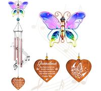 Grandma Birthday Gifts, Butterfly Wind Chimes for the Grandmother Garden, Mothers Day Presents for Nan, Nanny, or Granny, Outdoor Butterfly Garden Ornaments