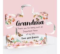 Grandma Birthday Gifts - Nana Present Acrylic Block Puzzle, Touching Sayings Engraved Nanny Presents for Birthday, 3.3×3.9 inch Gifts for Nanna, Nana, Nanny