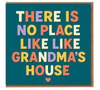 Grandma Card - There Is No Place Like Like Grandma's House - Colourful Typography Heart Design for Nan, Nanny or Gran - Ideal for Mother's Day, Birthday or Just Because
