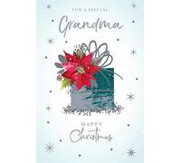 Grandma Christmas Card Modern Gifts Poinsettia 7.5" x 5" Lovely Verse