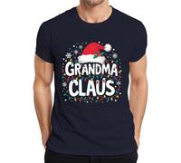 Grandma Claus Grandma Christmas Fairy Lights Snowflakes Gift Men's T-Shirt, navy, L