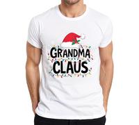 Grandma Claus Grandma Christmas Fairy Lights Snowflakes Gift Men's T-Shirt, White, L