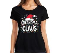 Grandma Claus Grandma Christmas Fairy Lights Snowflakes Gift Women's T-Shirt, black, XXL