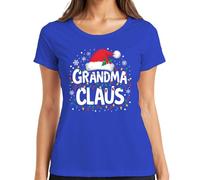 Grandma Claus Grandma Christmas Fairy Lights Snowflakes Gift Women's T-Shirt, blue, L