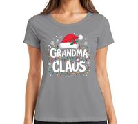 Grandma Claus Grandma Christmas Fairy Lights Snowflakes Gift Women's T-Shirt, gray, S