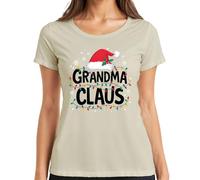 Grandma Claus Grandma Christmas Fairy Lights Snowflakes Gift Women's T-Shirt, natural, L
