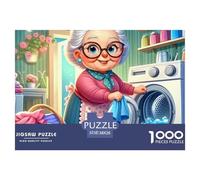 Grandma Doing Laundry Educational Game Decompression 1000 Pieces Jigsaw Puzzle - Grandma Doing Laundry for Adults Kids Home Activity38x26cm/1000pcs