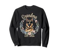 Grandma Est 2026 Dog Lover Funny German Shepherd Floral New Sweatshirt