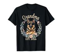 Grandma Est 2026 Dog Lover Funny German Shepherd Floral New T-Shirt