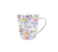 Grandma Floral Gift Mug - Colourful Flowers Small Latte Mug - Ceramic Tea/Coffee Cup Presents for Her
