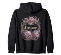 Grandma Floral Hummingbird Peony Hydrangea Tea Cup Zip Hoodie