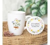 Grandma Flowers Floral Mug and Coaster Set