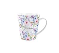 Grandma Gift Mug - Blue and Purple Floral Design Small Latte Mug - Ceramic Tea/Coffee Cup Presents for Her