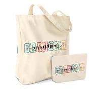 Grandma Gifts 2PCS Cosmetic Bags Canvas Tote Bag Beach Bag with Pocket Makeup Bags, Funny Grandma Birthday Gifts for Women Grandmother Nana Mimi Gigi Christmas Birthday Mothers Day Anniversary