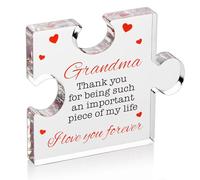 Grandma Gifts - Engraved Acrylic Block Puzzle Grandma Birthday Gift 3.4 x 2.8 inch - Cute Mothers Day, Happy Birthday Grandmother Gift - Cool Love You, Thank You Grandma Gift from Grandkids