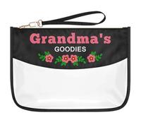 Grandma Gifts Grandma Birthday Gift from Grandchildren Grandma's Goodies Makeup Bag Mothers Day Gifts for Grandma Grandmother Retirement Gift Clear PVC Cosmetic Bag Oxford Cloth Zipper Travel Pouch