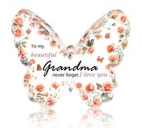 Grandma Gifts, Nan Gifts on Her Birthday, Butterfly Shape Acrylic Plaque Signs with Pink Flower, Gifts for Grandma from Grandchildren, Granny Gifts for Birthday Valentines Christmas