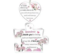 Grandma Gifts Women 2PC Set Acrylic Puzzle Plaque Heart Hanging Ornament Mothers Day Birthday Grandmother Appreciate Thanksgiving Christmas Thank You Keepsake Retired from Grandson Granddaughter