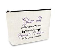 Grandma Grandmother Gifts Glam-Ma Makeup Bag Appreciation Gifts for Grandma Mothers Day Birthday Gift Travel Cosmetic Bag Nana Gifts from Grandkids Glamma Gifts Christmas Thanksgiving Gift for Grandma
