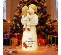 Grandma Hugging Grandkid Decorative Signs,Personalized LED Light Box,2D Family Grandma Light Box with Name,Christmas Custom Holiday Keepsake Gifts for G-randma Mom