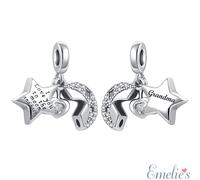 Grandma I Love you to the Moon and Back Charm for Pandora Bracelet. S925 Sterling Silver