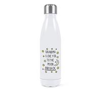 Grandma I Love You to The Moon and Back Double Wall Water Bottle Insulated Stainless Steel Sports Drinks 500ml White