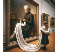 Grandma Knitting a Scarf in the Painting Full 11CT DIY Stamped Embroidery