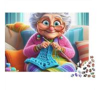 Grandma Knitting Joy 1000 Pc Thick Cardboard Jigsaw Puzzle for Teen Puzzle Fans 12-18 Years, Brain Training Puzzle, Holiday Puzzle Activity, Thoughtful 70x50cm/1000pcs