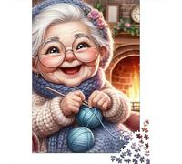 Grandma Knitting1000 Piece Cardboard Stove Jigsaw Puzzle Set Adults Fun Party Game Brain Training Indoor Leisure Activity Gift 38x26cm/1000pcs
